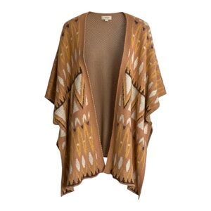 Umgee Boho Gypsy Knit Open Front Knit Sweater Cardigan Poncho Size Medium/Large